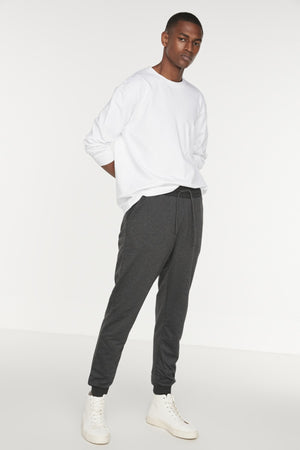 Anthracite Men'S Basic Regular/Normal Cut Elastic Jogger Sweatpants Tmnss20Ea0053