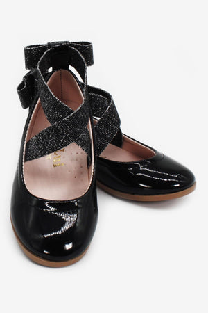 Girl'S Bow Black Ballet Shoes