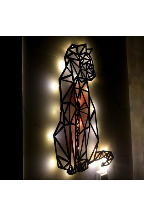 Epoxy Geometric Wooden Cat Wall Decor Night Light Gray Orange 60 Cm - Swordslife