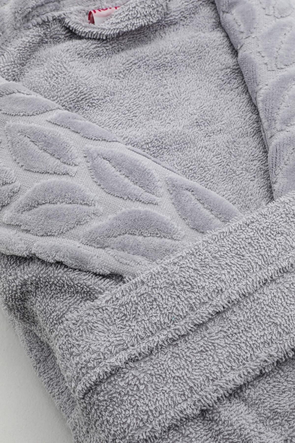 Hazal Cotton 8 Piece Family Bathrobe Set Gray Powder - Swordslife