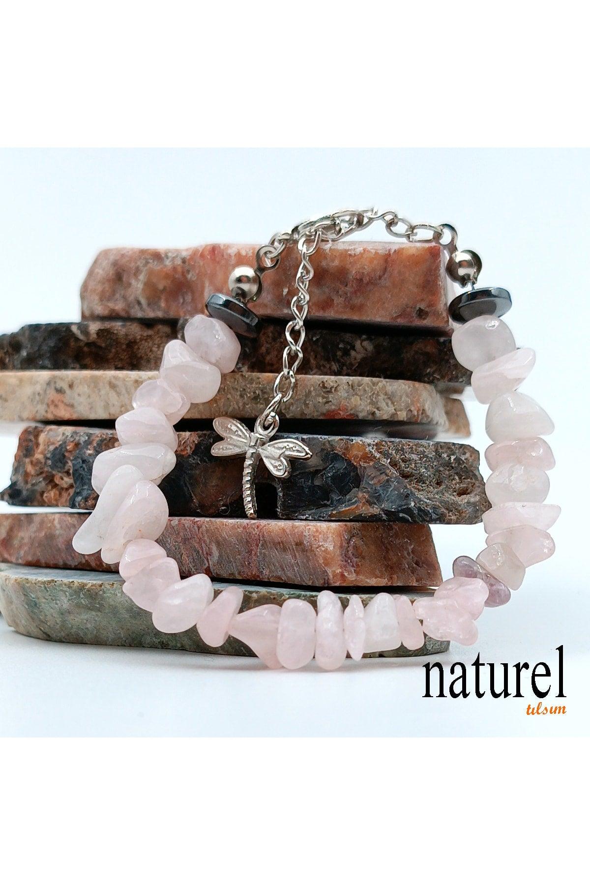 Natural Stone Love Magnet Bracelet - Rose Quartz - - Swordslife