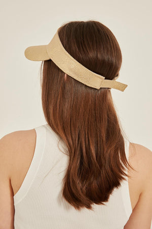 14063 Uv Protected Snakeskin Patterned Beige Colored Open Top Visor Hat