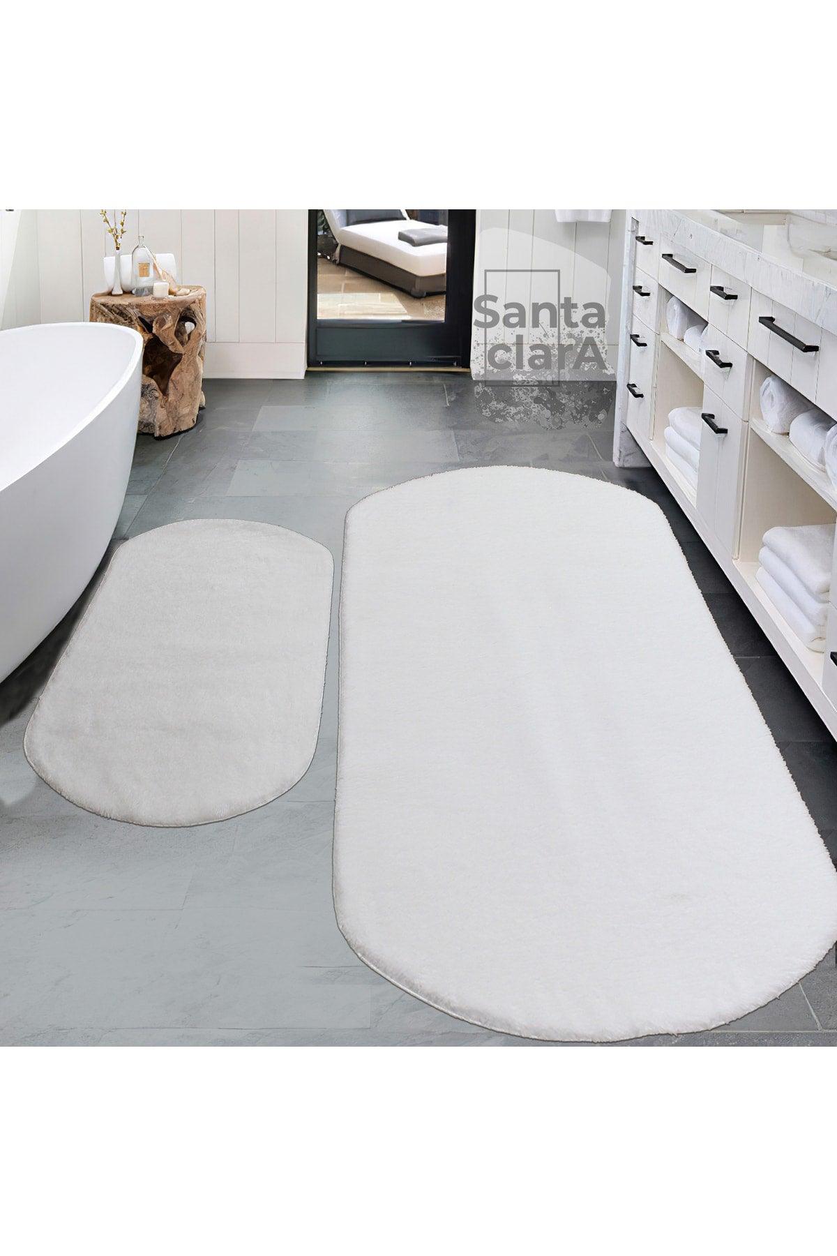 (60x100+60x50) Plush Non-Slip Base Double Closet Set White Bath Mat Set - Swordslife