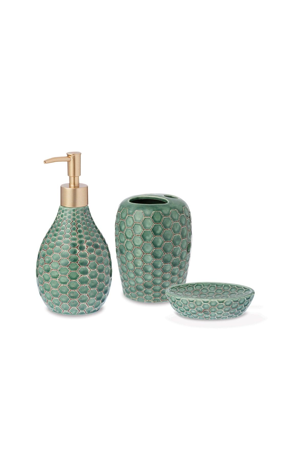 Gina 3 Pcs Bathroom Set 10.8x7.2x3 Cm Green - Swordslife