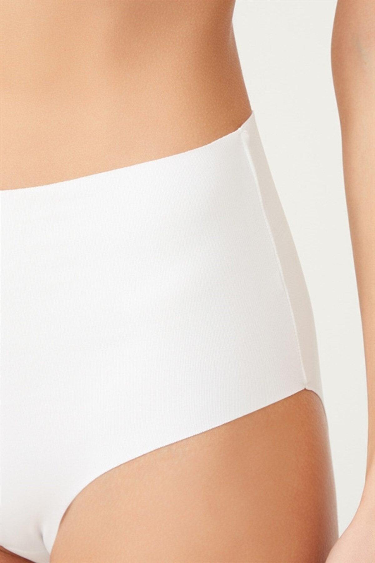 White High Waist Basic Laser Cut Women's Bikini Panties - Swordslife