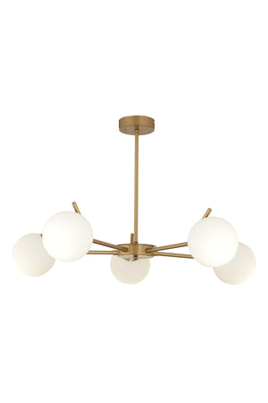 Sara 5 Piece Antique Painted White Glass Modern Young Room Living Room Chandelier Above Dining Table