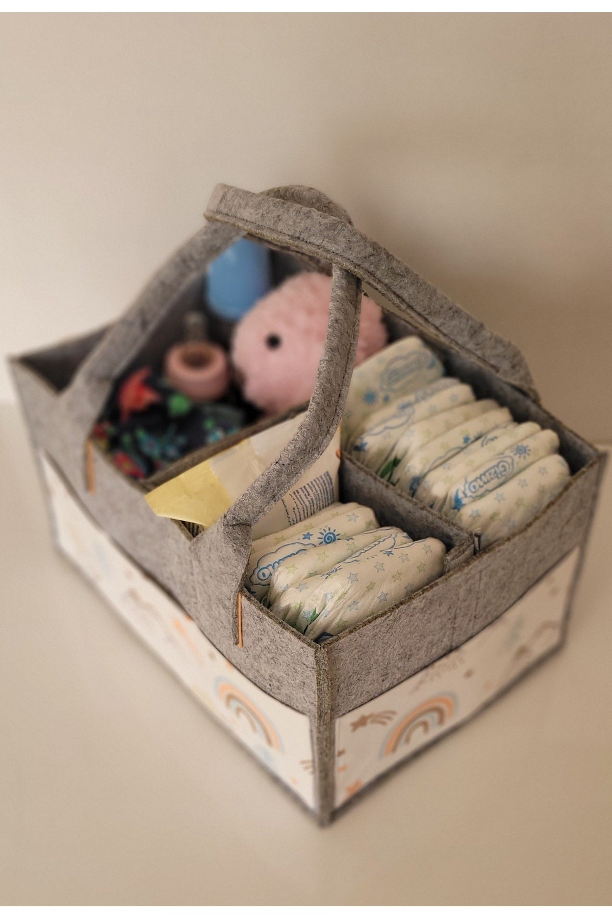 Handmade Multi-Purpose Felt Mother Baby Care And Organizer Bag Functional Organizer With Lid