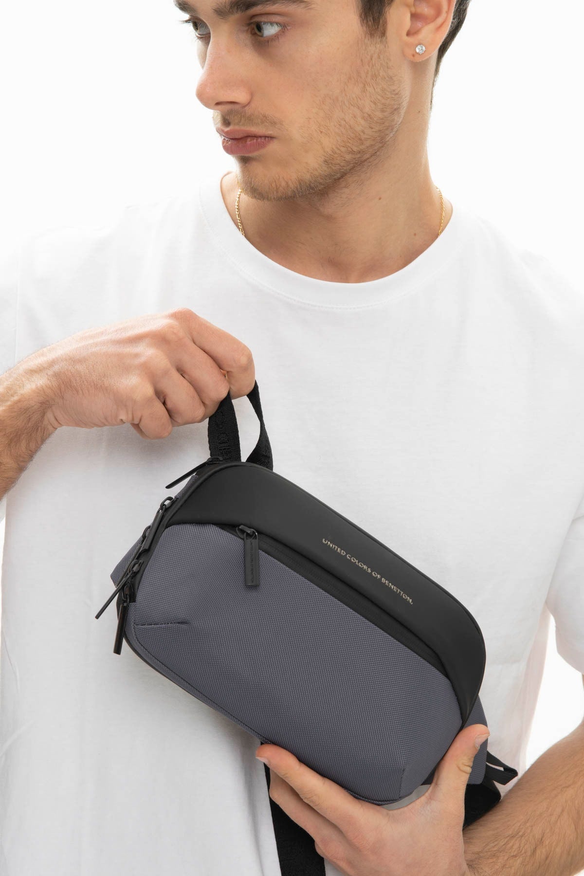 Benetton Men'S Waist Bag Gray Bnt926