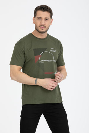 Men'S Printed T-Shirt Regular Fit Khaki
