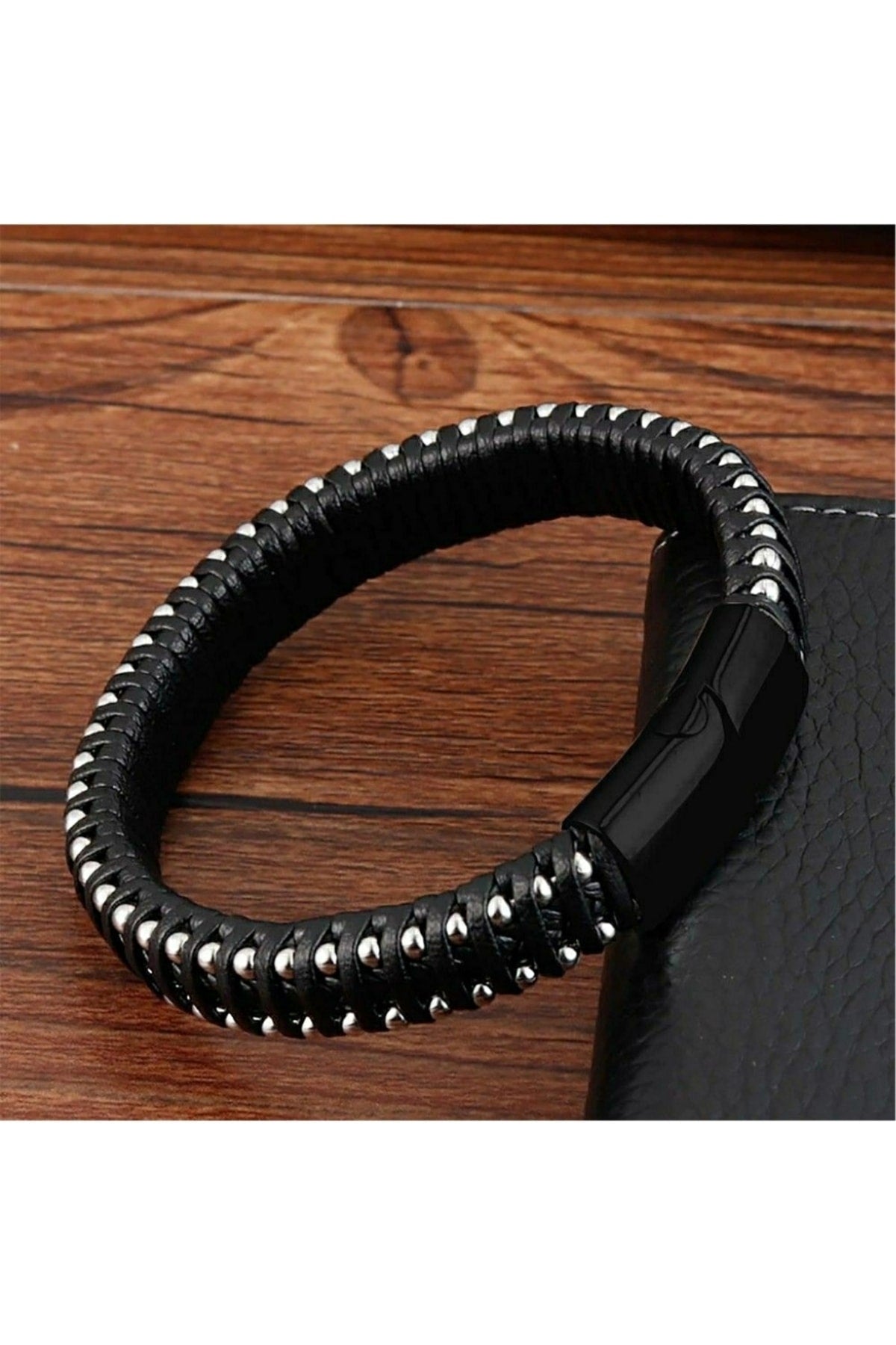 Magnetic Hematite Stone Men'S Leather Bracelet