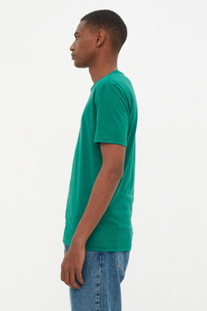 Green Men'S Basic Slim Fit Crew Neck Short Sleeved T-Shirt Tmnss22Ts0270