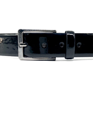 Men'S Black Classic Patterned Patent Leather Belt