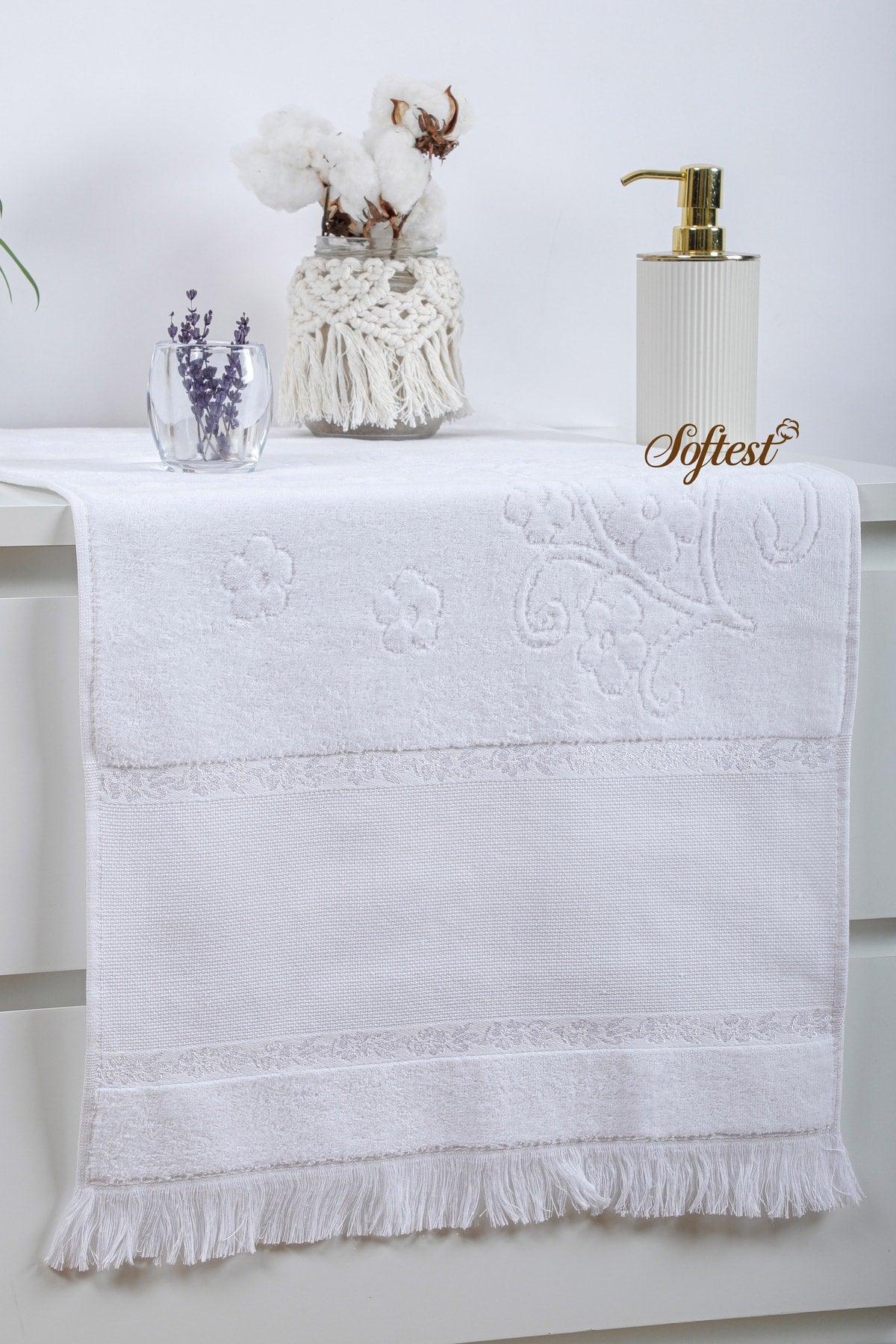 4 Pieces 4 Colors 50x90 Etamine Hollow Fringed Towel Set, Serra Series Dowery Jacquard Towel - Swordslife