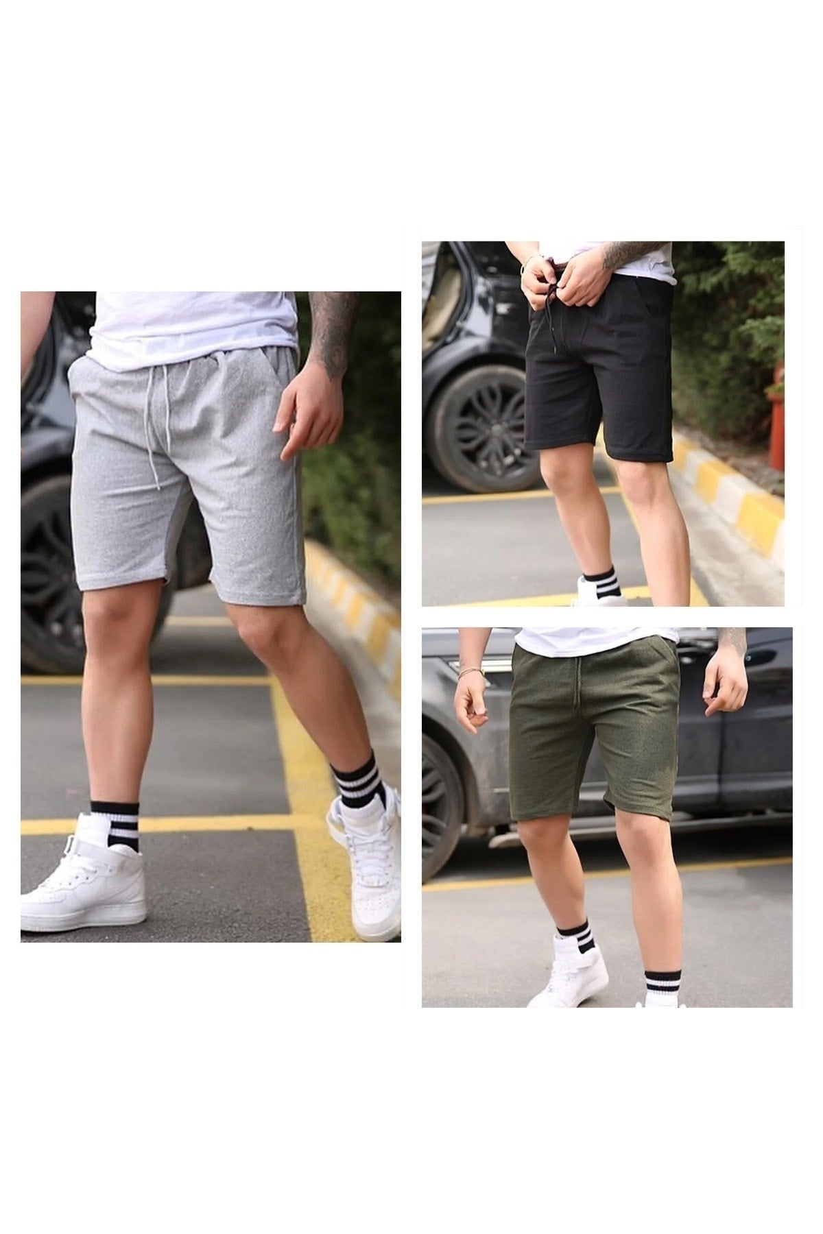 Slim Fit Unisex Men'S 3 Piece Shorts