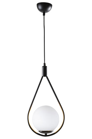 Yağmur Tekli Modern Living Room, Bedroom, Living Room White Glass, Black Chandelier
