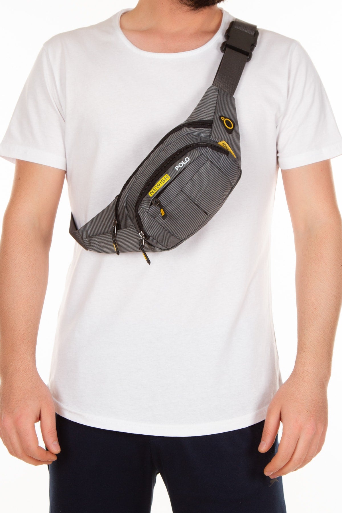 Waterproof Headphone Out Waist And Shoulder Bag Gray Freebag