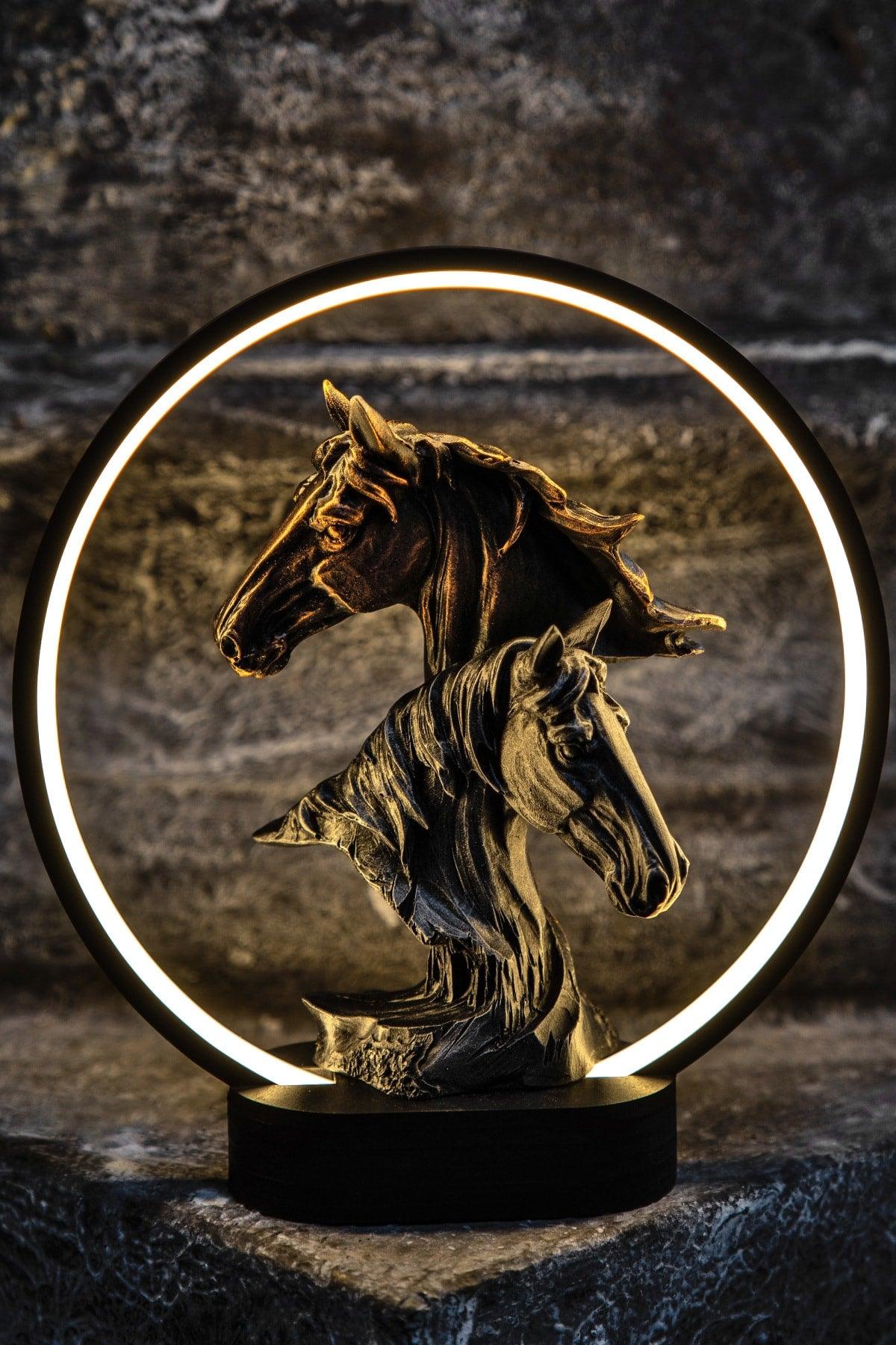 Decorative Twin Horses Table Lamp Trinket - Swordslife