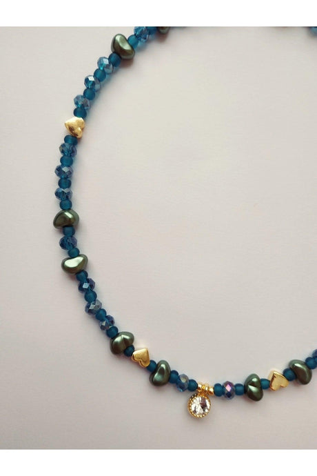 Emerald Green Baroque Pearl Heart Bead Necklace with White Shimmer Tip - Swordslife