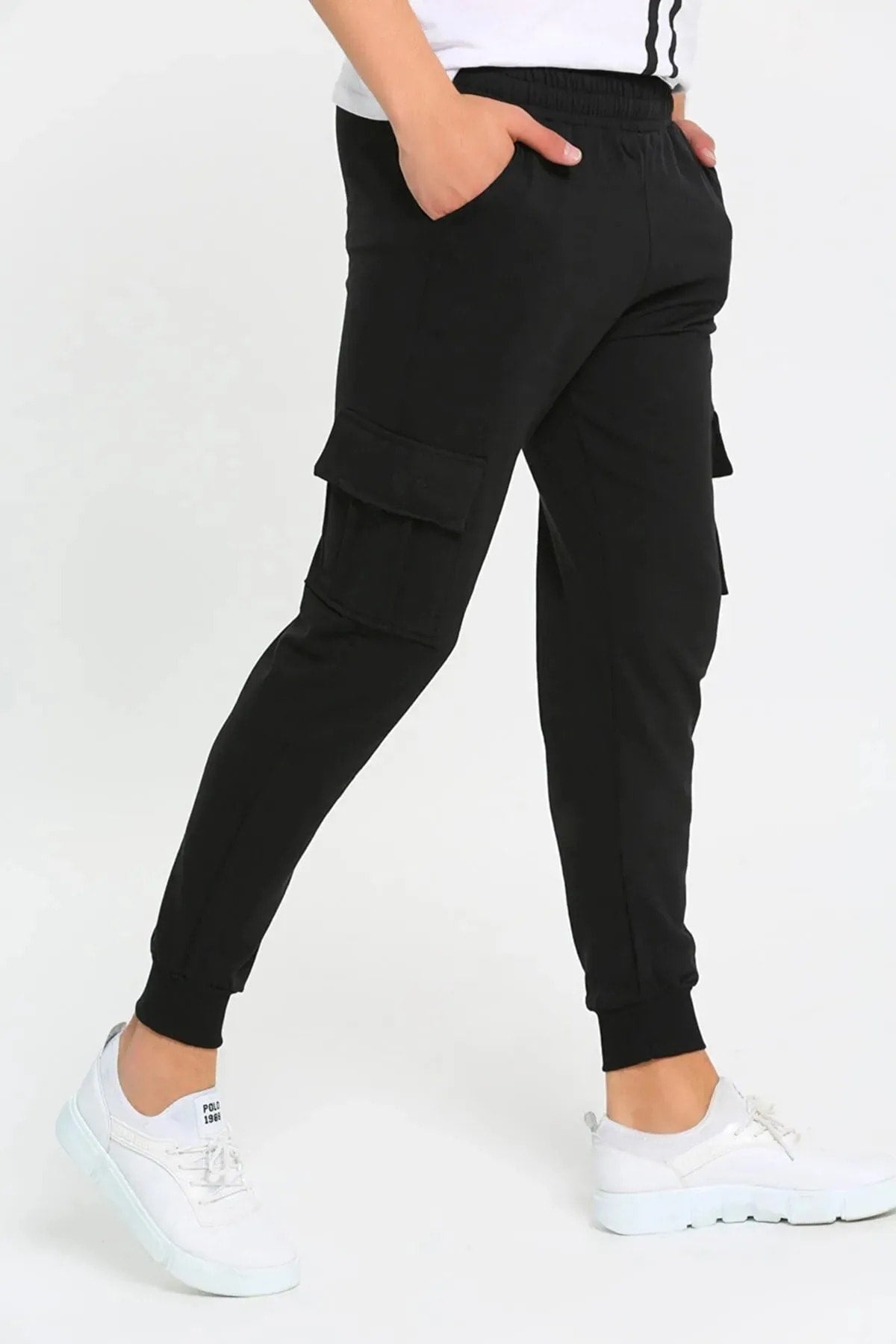 Unisex Reflector Print Detailed Commando Pocket Sweatpants