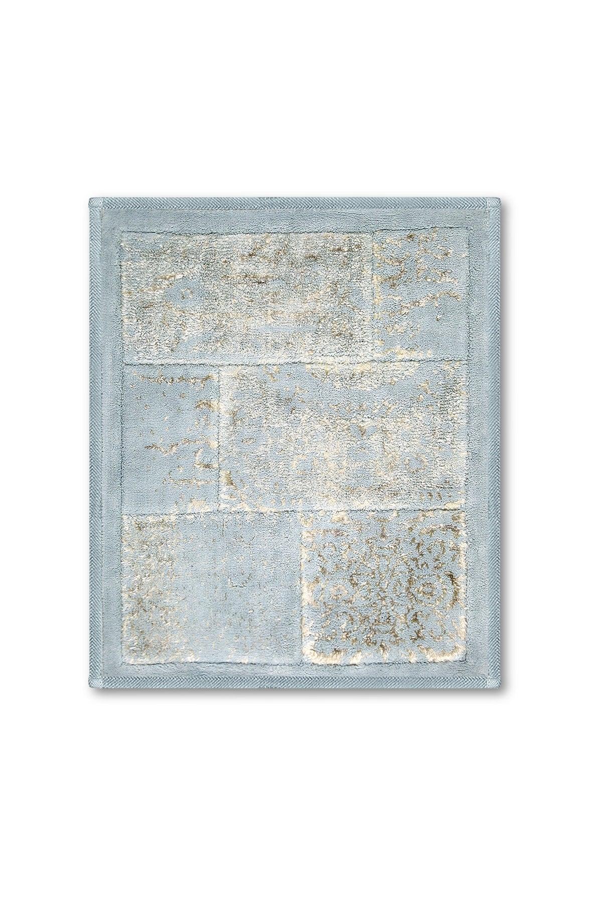 Datça Patchwork Natural Cotton 2 Piece Bathroom Rug Set 60x100 50x60 Cm Gray - Swordslife