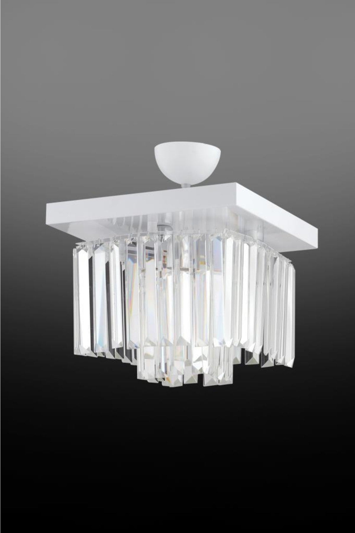 Yasemin 30 Cm Square White Crystal Stone Chandelier