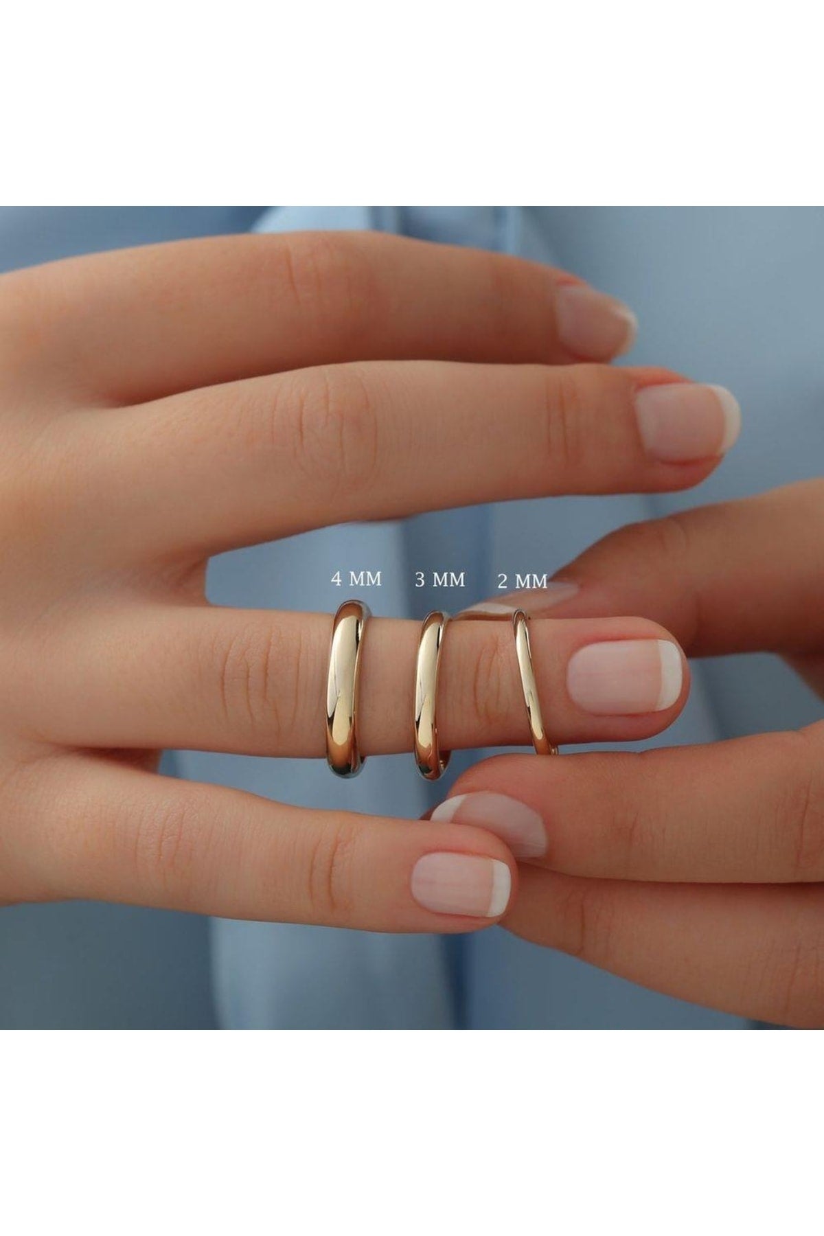 3Mm Thin Curved Shiny Steel Wedding Band Ring Cl27