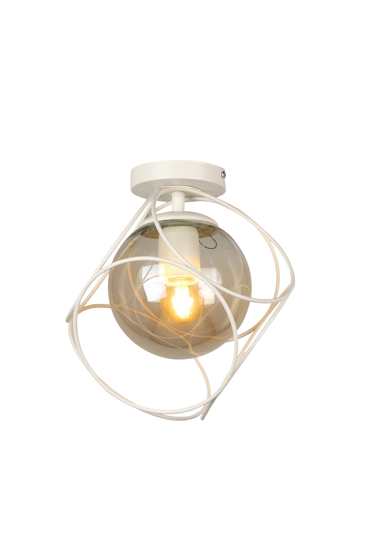 Suna Single White-Honey Glass Ceiling Mount Chandelier