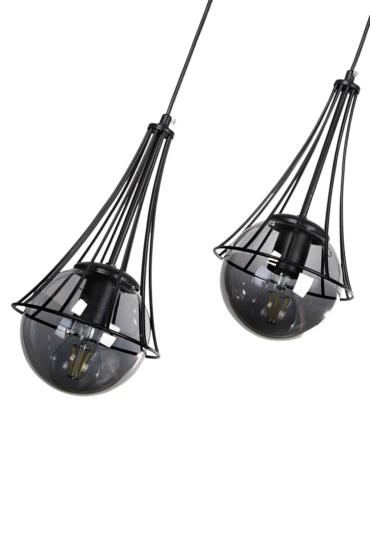 Lapis 2nd Black-smoked Globe Glass Chandelier