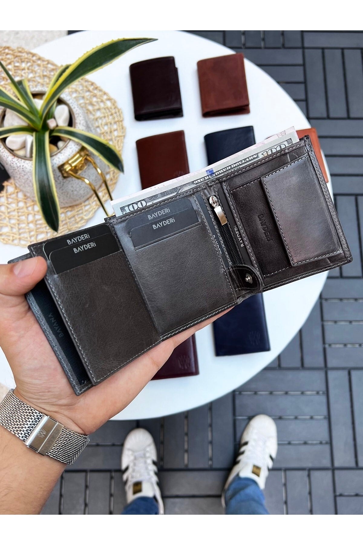 Luna Genuine Leather Handy Coin Holder Kibar Men'S Wallet Crazy Gray