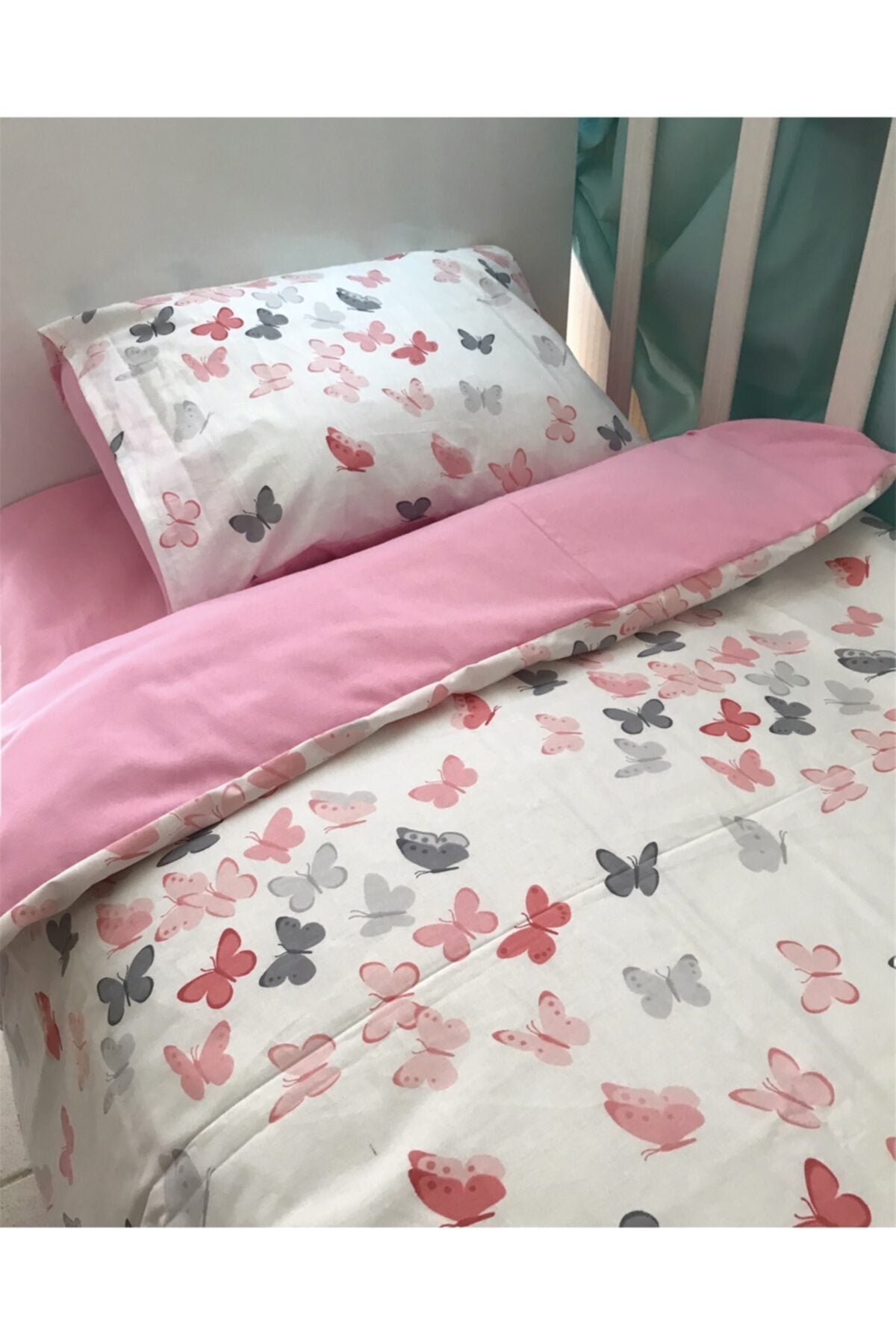 100% Cotton Baby Girl Duvet Cover Set With Butterfly 100X150