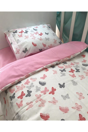 100% Cotton Baby Girl Duvet Cover Set With Butterfly 100X150