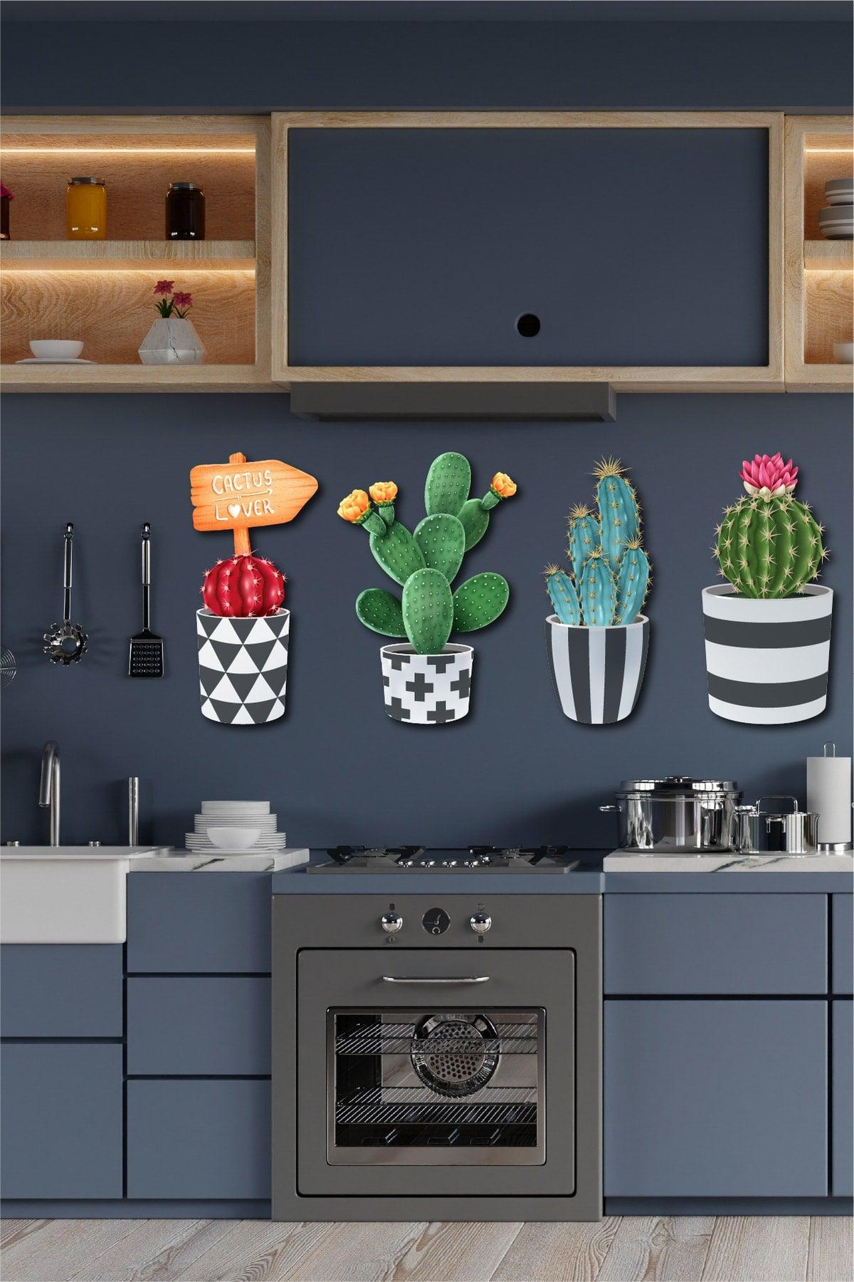 4 Piece Wall Decoration Wooden Cactus Set - Swordslife