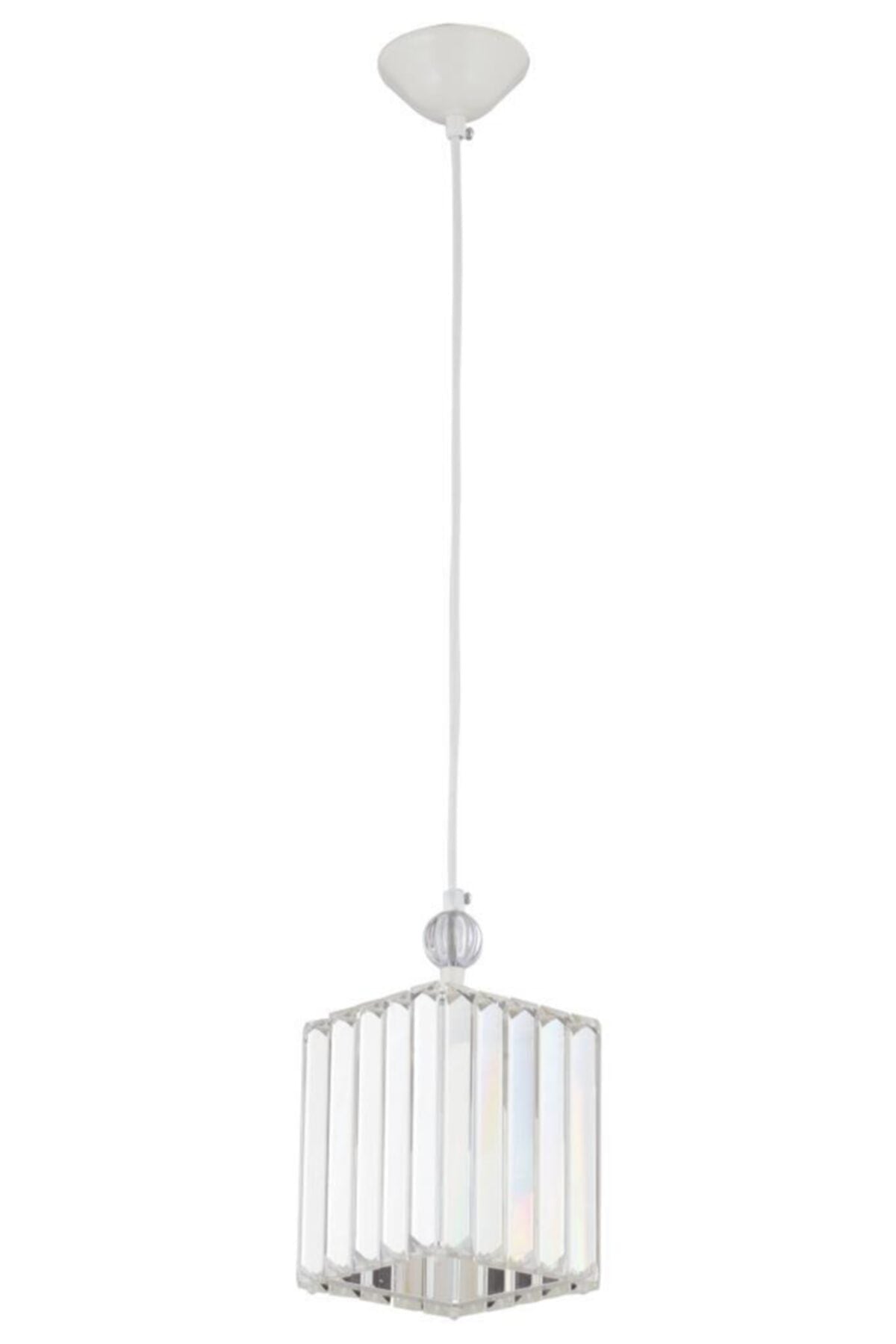 Dolunay Single White K-15 Crystal Stone Plumbing Chandelier