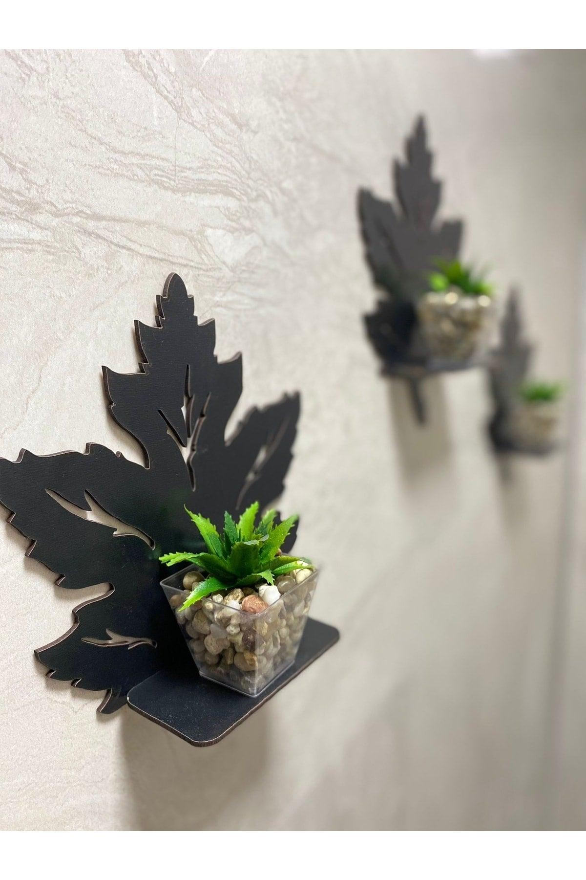 Wooden Black Leaf Shelf Set of 3 - Swordslife