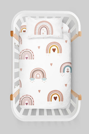 Mother'S Side Crib Duvet Cover Set (60X100) - Iconic Series - Salmon Star Rainbow