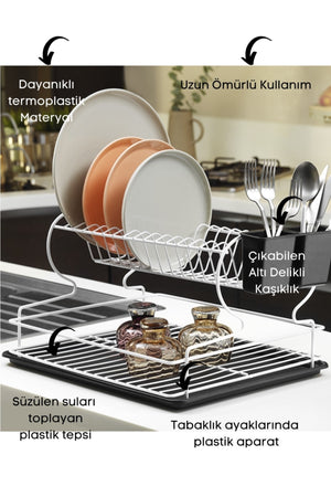 Lifetime Stainless Dish Rack Dish Basket Two-Tier Plate Rack Thermo Plastic Coating White
