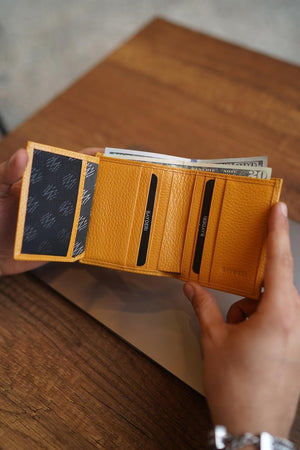 Lisande Genuine Leather Kibar Men'S Wallet Yellow