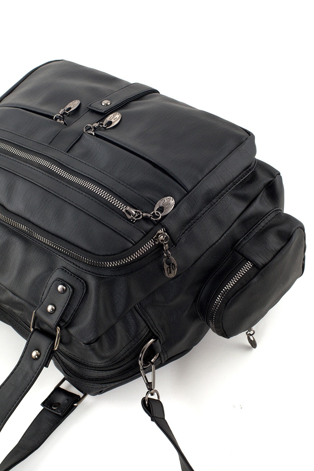 Samilon Women'S Black Washed Leather Multi-Compartmental Shoulder And Hand Bag