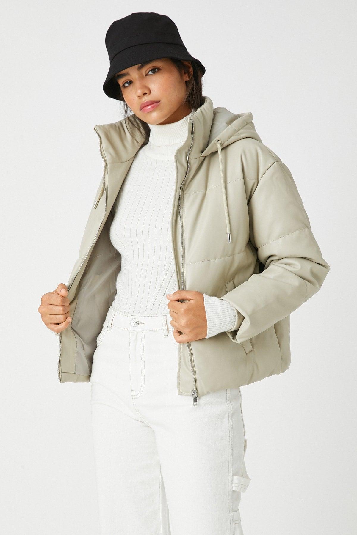 Women's Beige Jacket 3WAL20018IW - Swordslife