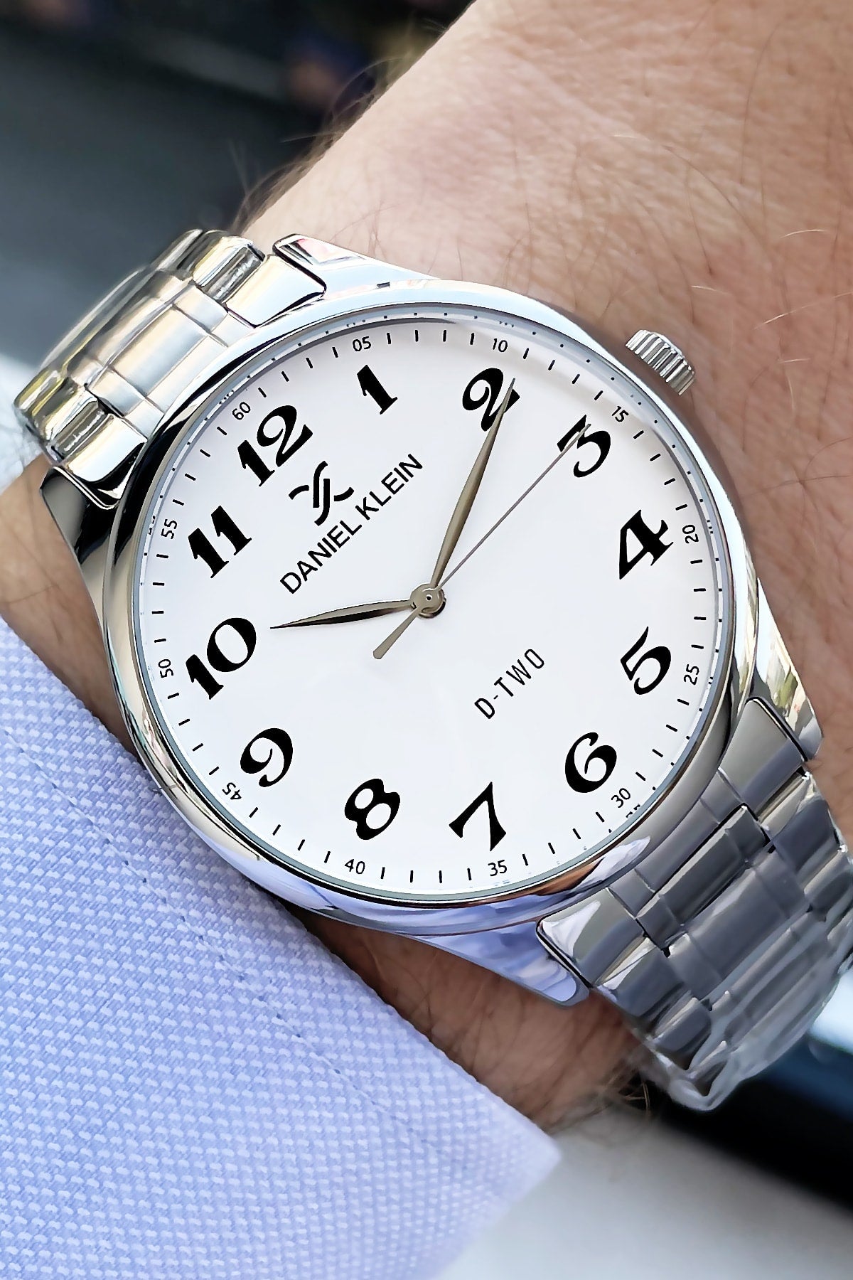 Men'S Wristwatch 3 Atm Waterproof Silver Color Steel Band + Wristband Dke2056C3