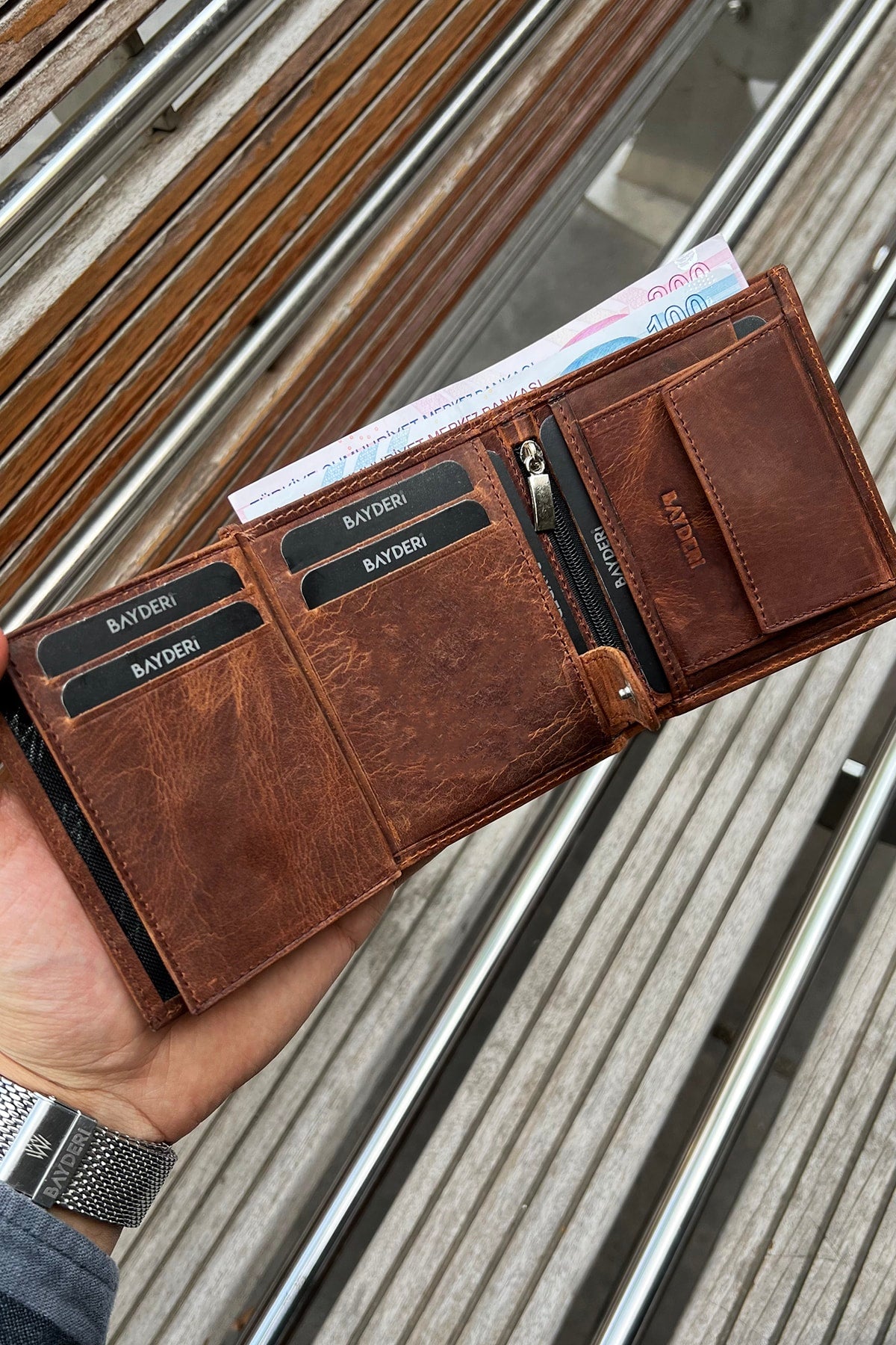 Genuine Leather Crazy Tobacco Handy Men'S Wallet