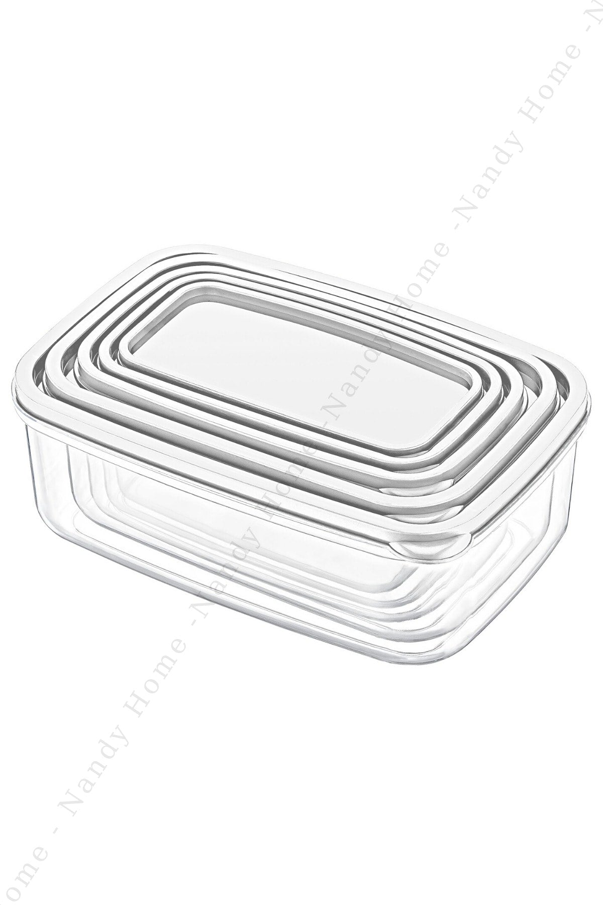 Set Of 5 Embox Rectangular Provisions, Food Storage Container White