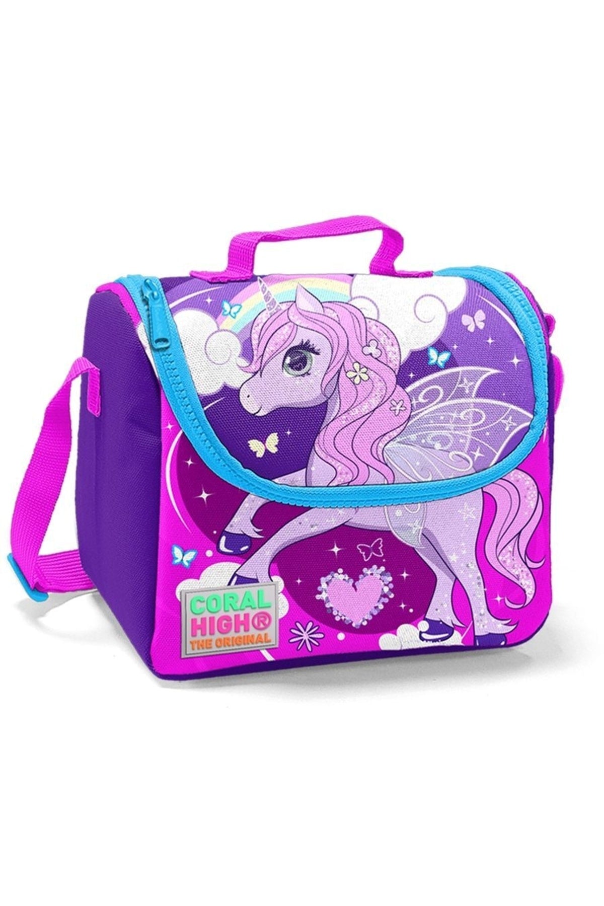 Purple Unicorn Printed Girls' Primary School Bag Set - Usb Output