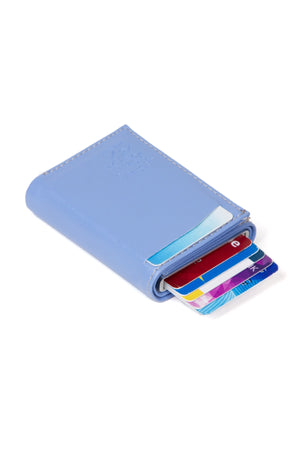 Women'S Leather Aluminum Mechanism Sled Card Holder Wallet With Paper Money Compartment (7,5X10Cm)