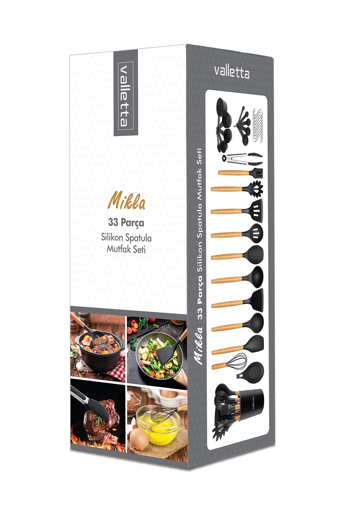 Mikla Heat Resistant Fireproof Non-Stick 33 Piece Silicone Spatula Kitchen Set Black