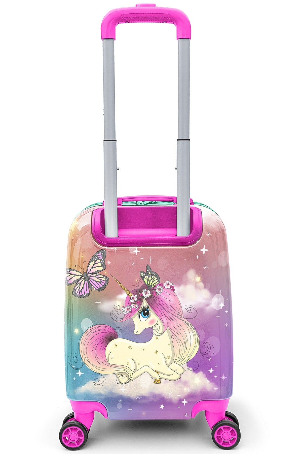 Kids Pink Water Green Unicorn Girl Patterned Suitcase 16704