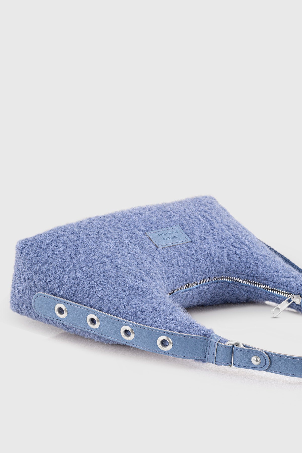 Women'S Faux Fur Blue Baguette Bag 205