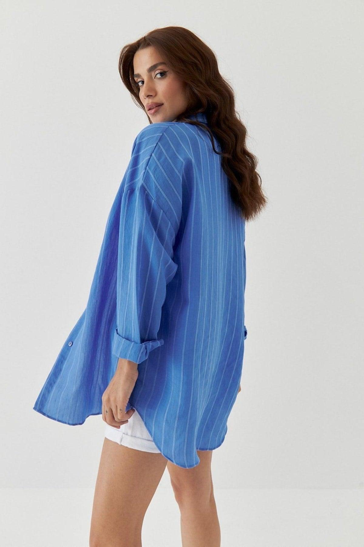 Striped Blue Women's Shirt - Swordslife