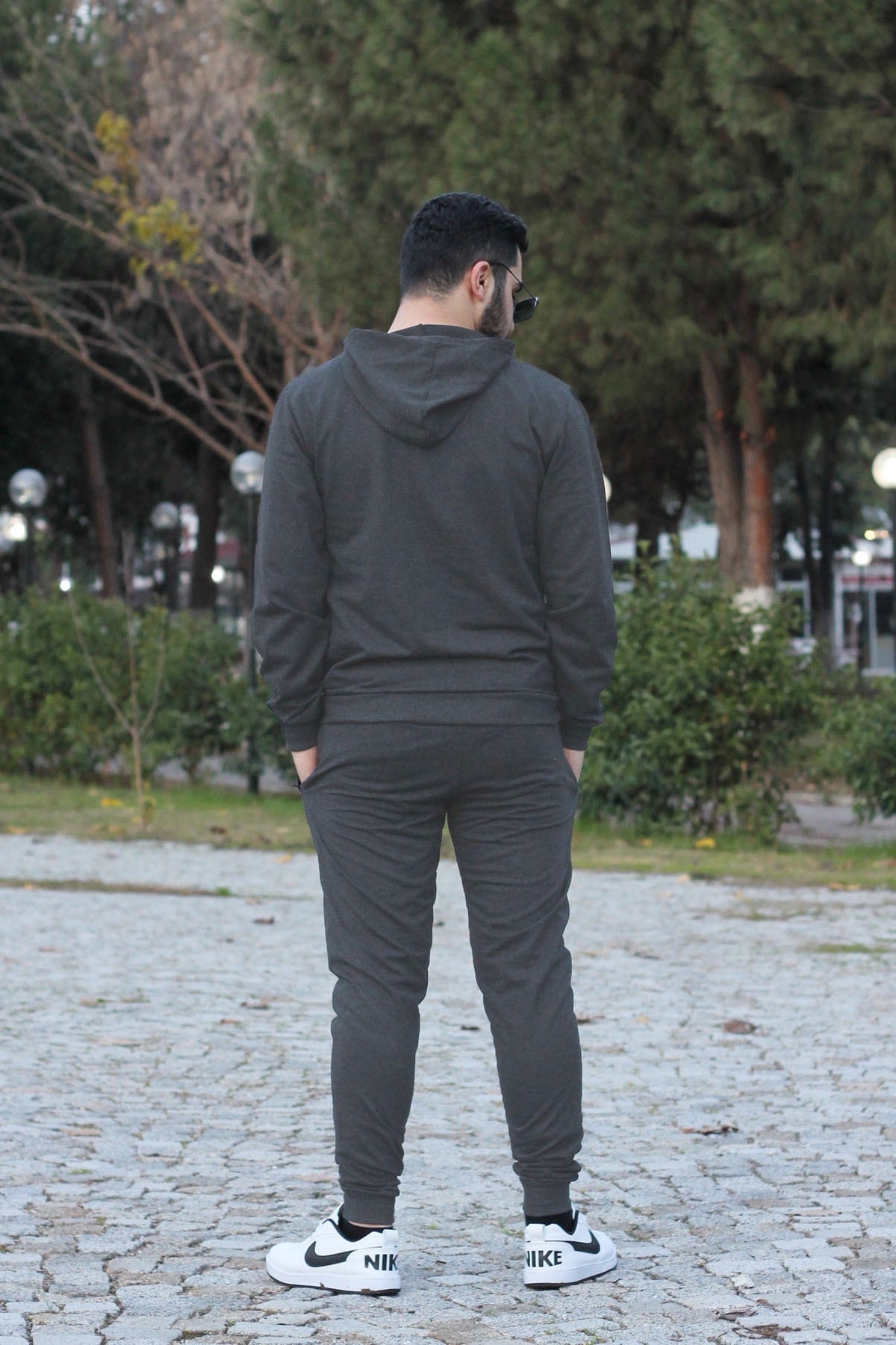 Hooded Kangaroo Pocket Cotton Men'S Tracksuit Set