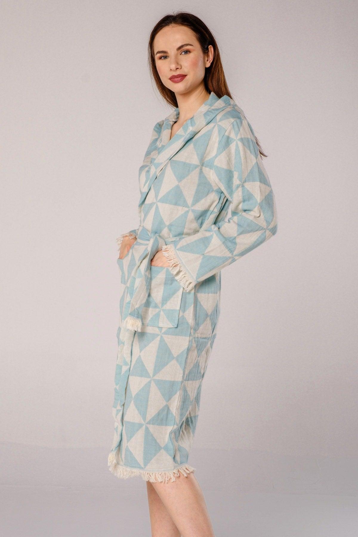 Pyramid Patterned Women's Peshtemal Beach Robe - Swordslife